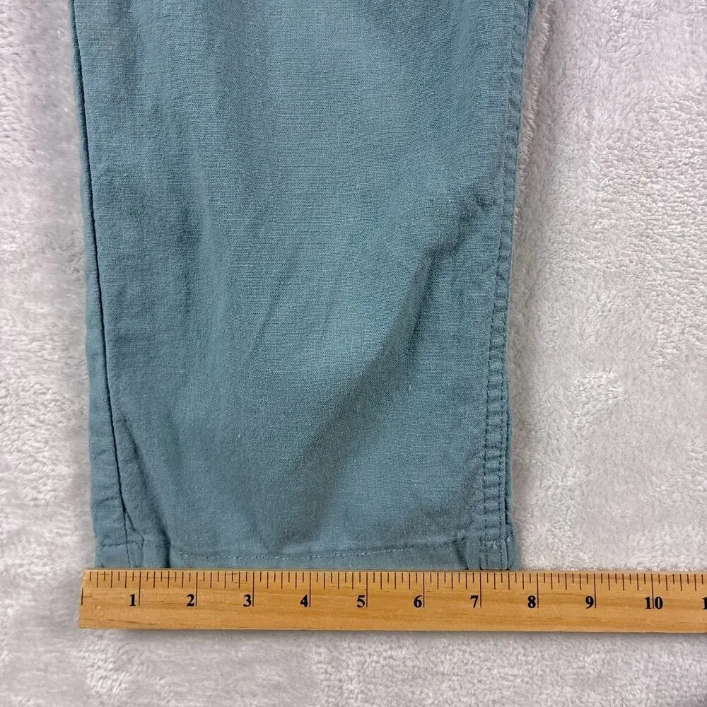 Mugsy Pants Mens 38x32 Blue Coves Linen Rayon Preppy Classic Luxury Beach Summer